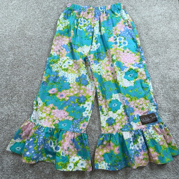 Matilda Jane Other - Matilda Jane Hammond Bay 2010 Floral Ruffle Wide Leg Pants Blue Pink Green 8